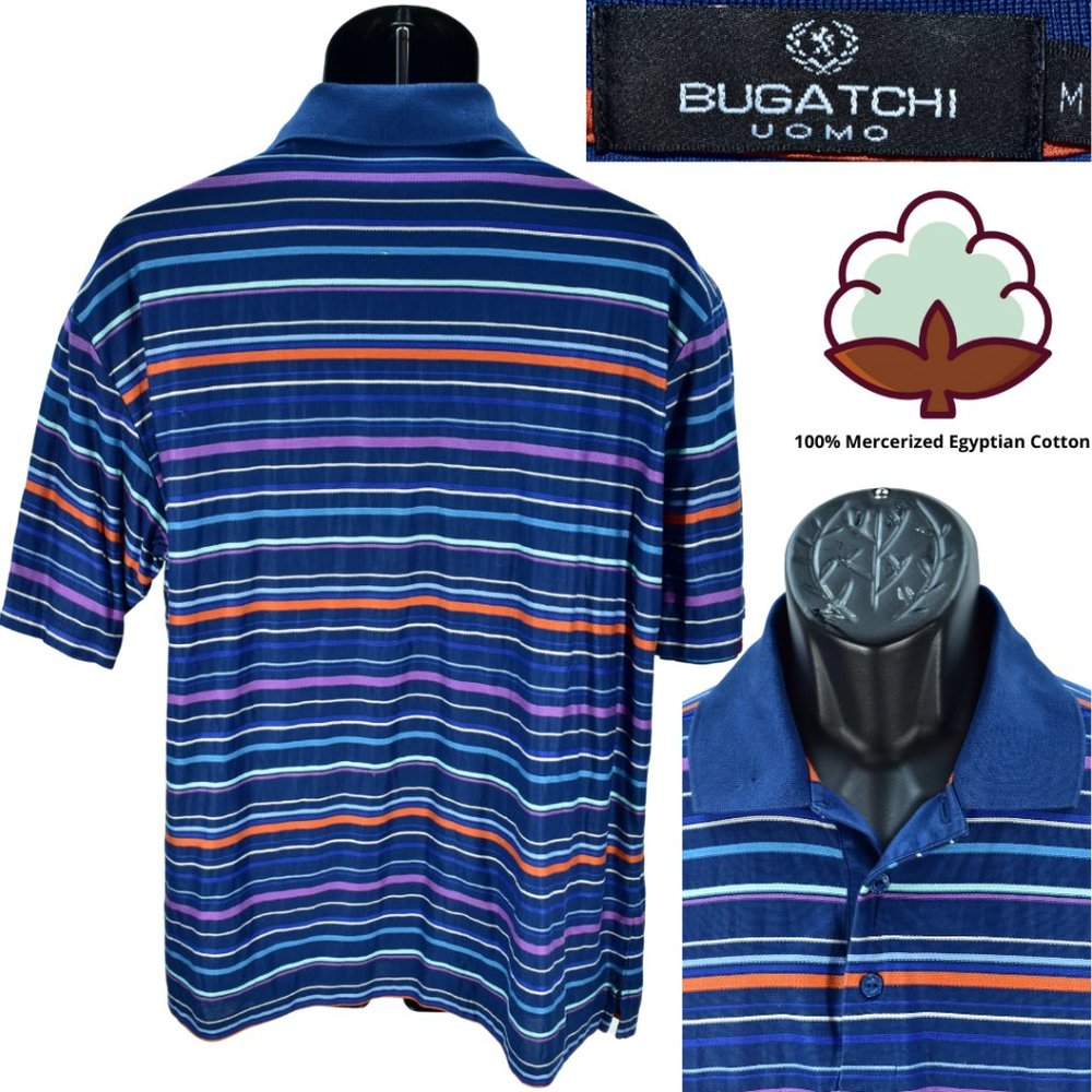Bugatchi Uomo Medium Blue Multicolor Striped Egyp… - image 5